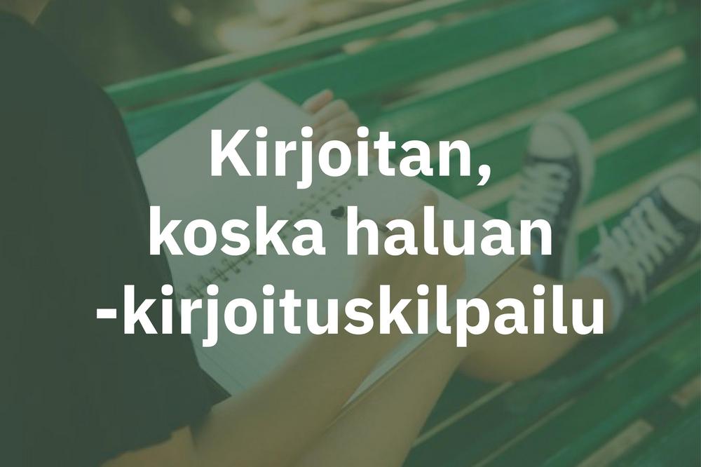 Kuva on linkki Kirjoitan, koska haluan -kirjoituskilpailun alasivulle.