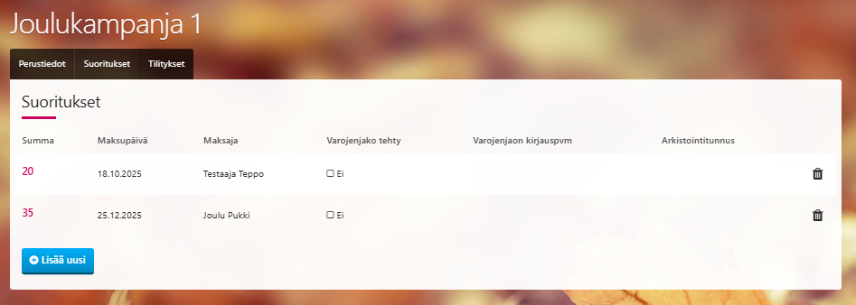 Suoritukset kirjautuvat automaattisesti Senseen pankkitililtä.