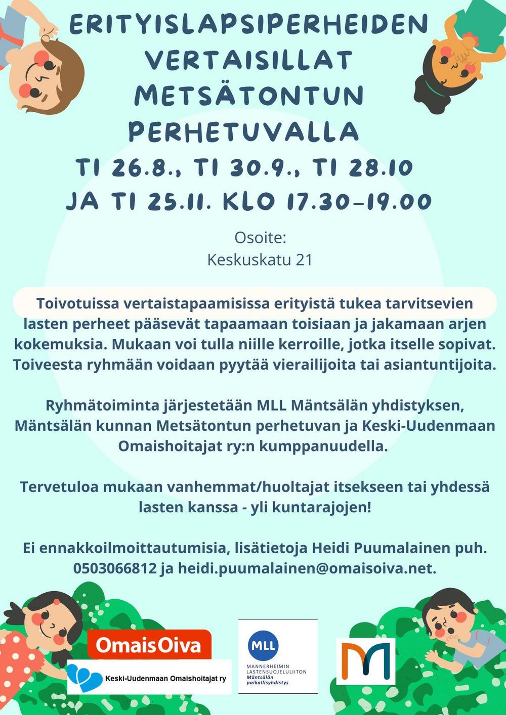 Mäntsälän erityislapsiperheiden vertaisiltojen mainoskuva