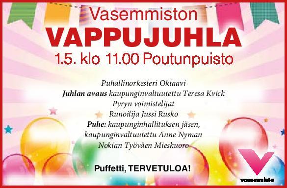 Vasemmiston vappu Poutunpuistossa  klo  | Nokian Vasemmisto