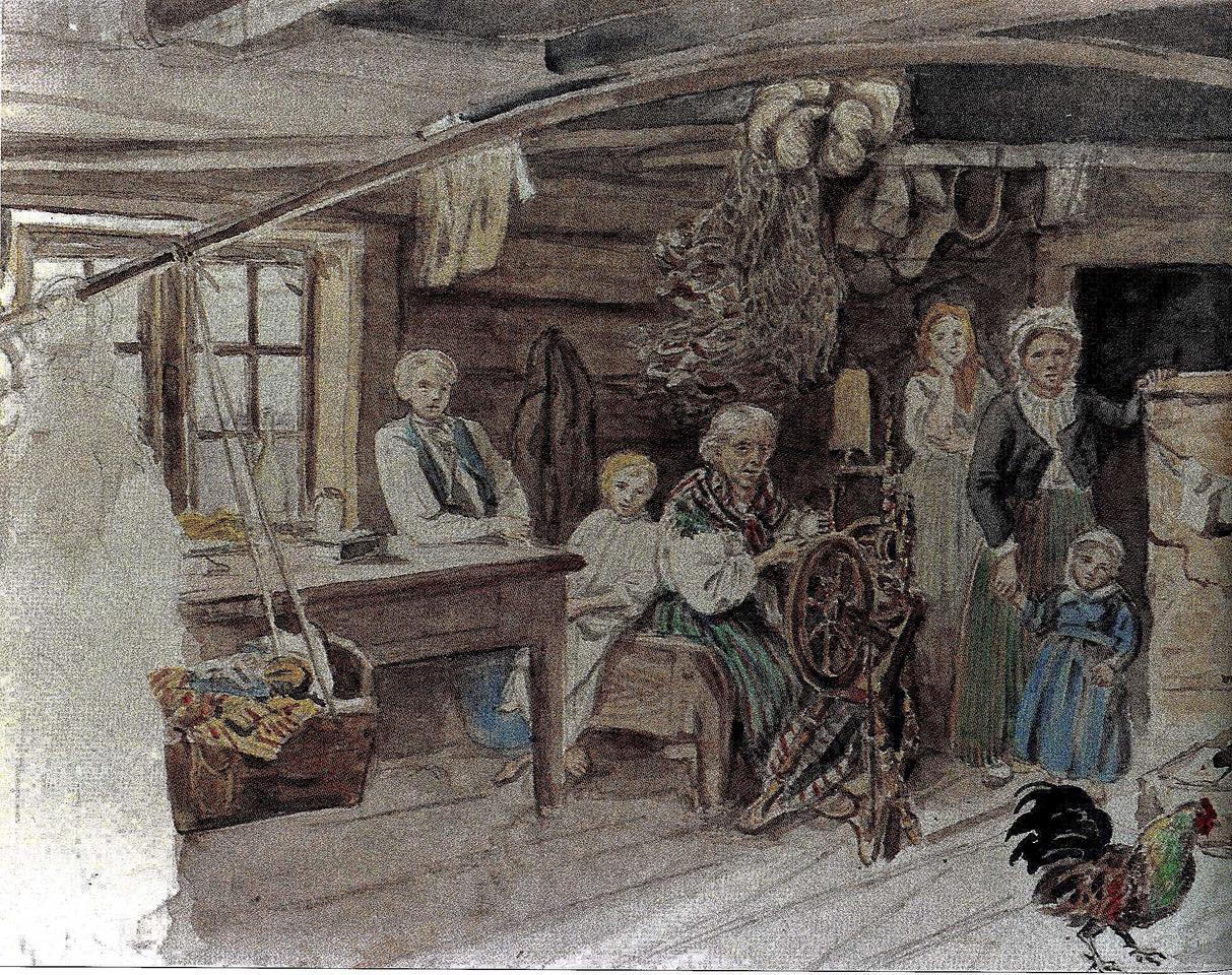 Taidemaalari Georg August Pezoldin vuonna 1848 tekemä salatsinliiviläisiä esittävä taideteos. Lähde: Livones.lv.