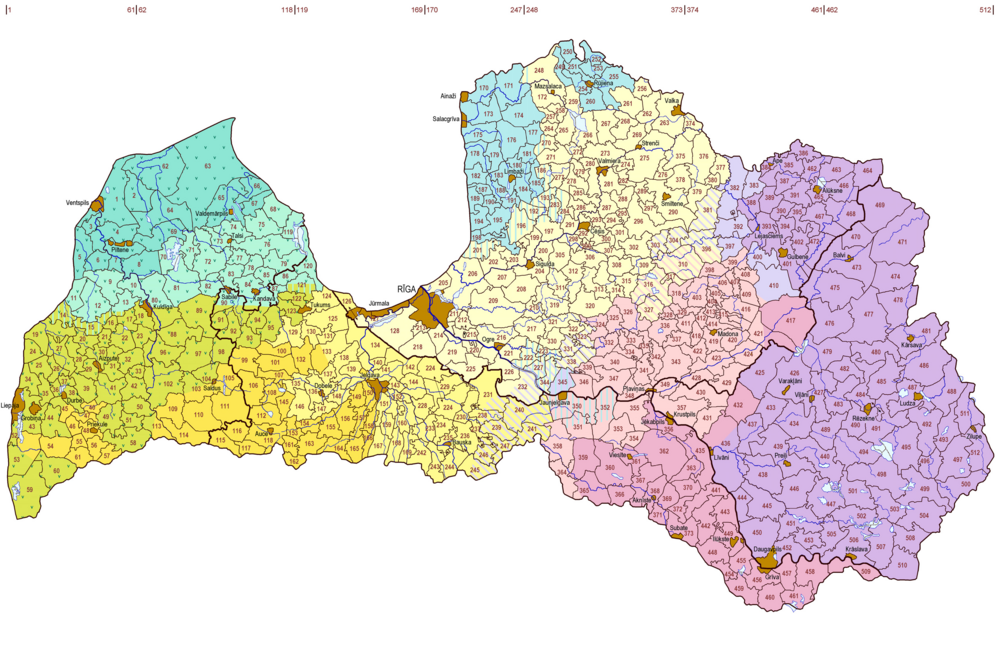 Latvian kielen murrekartta, lähde: epupa.valoda.lv/kartes/ .
