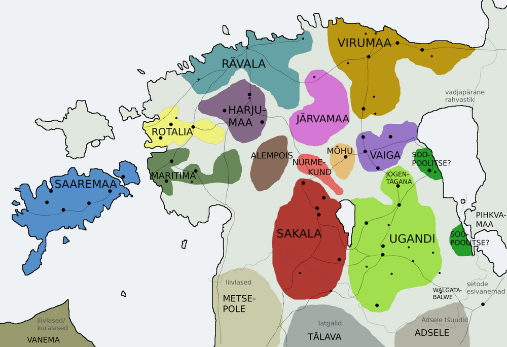 Muinaisvirolaiset maakunnat. Lähde: Eesti ajalugu, I köide, 2020.