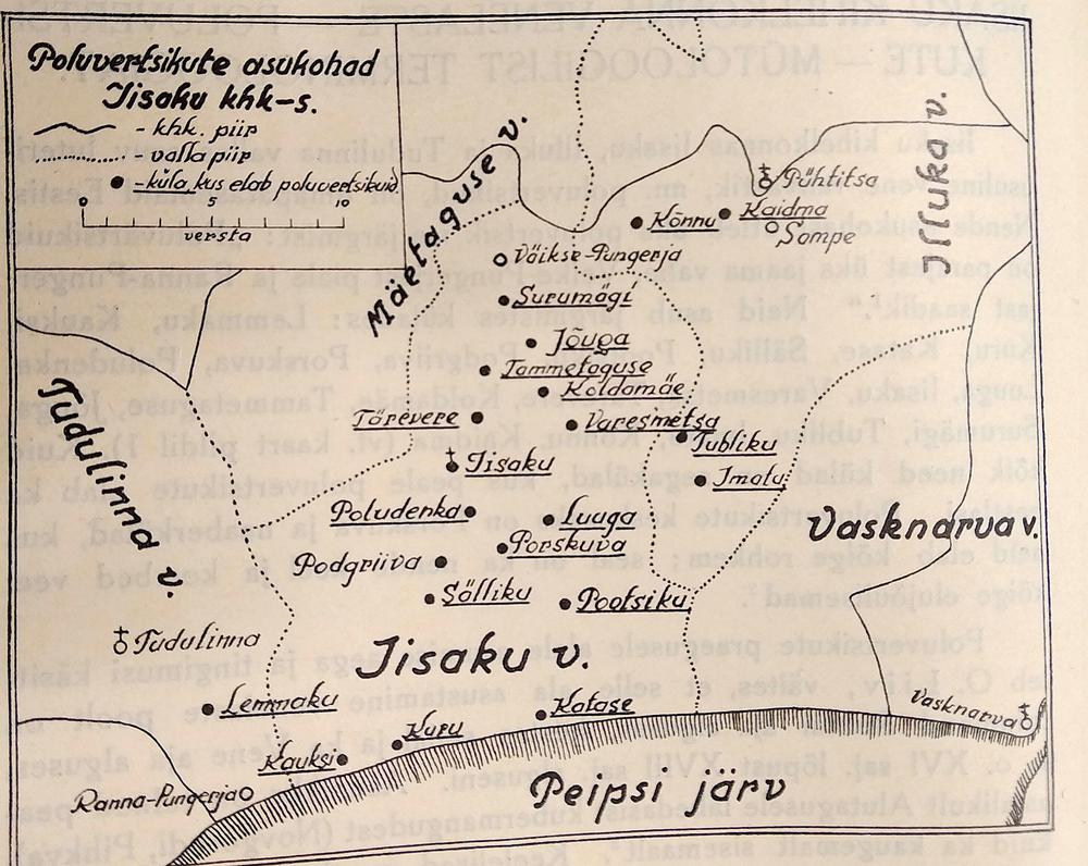 Poluvernikien asuinalueen kartta. LINKKI www.eestijuured.ee/et/artiklid/iisaku-poluvernikud
