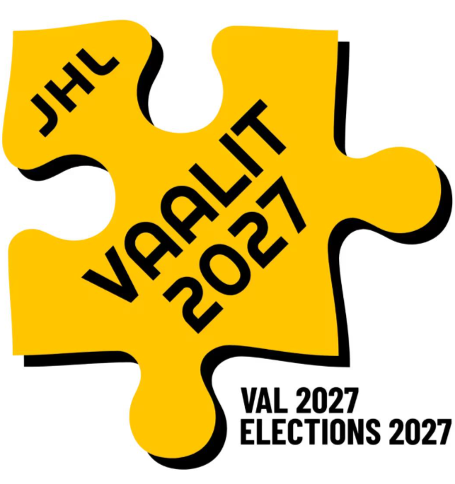 Kuvassa palapelinpala jossa tiedotetaan JHL edustajistovaalista 2027