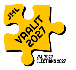 Kuvassa palapelinpala jossa tiedotetaan JHL edustajistovaalista 2027