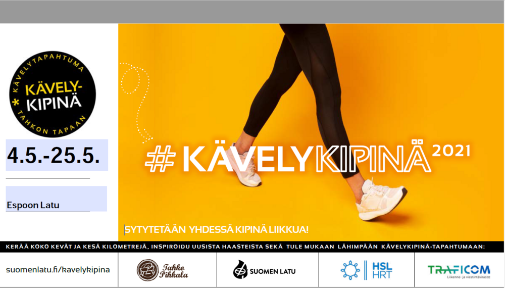 Kävelykampanja 4.5.-25.5. kilometrit talteen