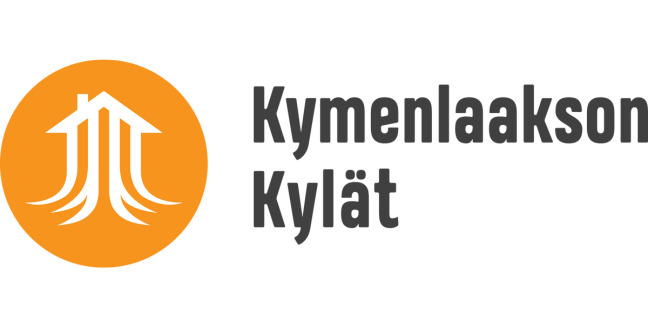 Kymenlaakson Kylät ry:n logo, jossa oranssi pallo, jonka sisällä talon kuva.