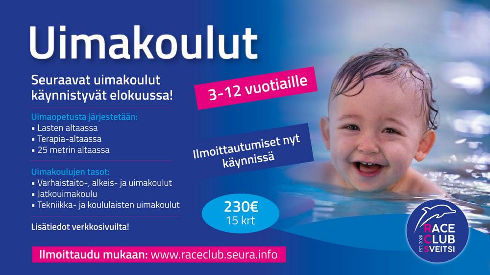 Tässä on kuva, jota klikkaamalla pääset ilmoittautumaan lasten uimakouluihin. 
