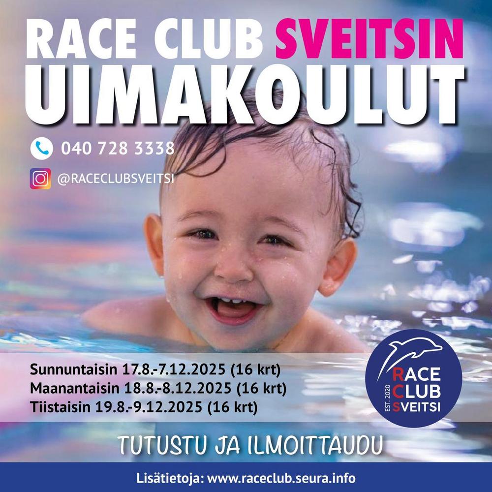 Tässä on kuva, jota klikkaamalla pääset ilmoittautumaan lasten uimakouluihin. 