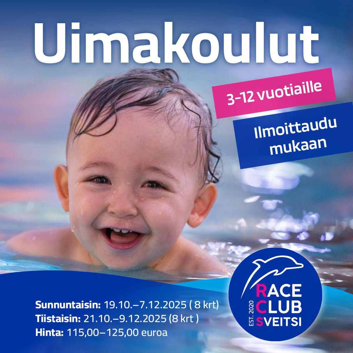 Tässä on kuva, jota klikkaamalla pääset ilmoittautumaan lasten uimakouluihin. 