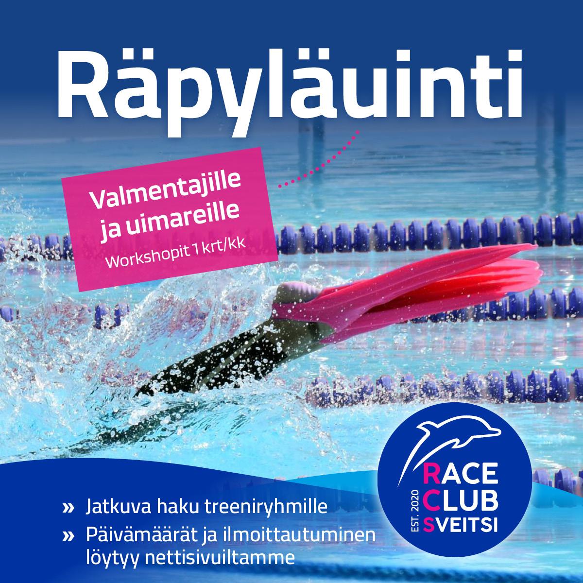 Tässä on kuva, jota klikkaamalla pääset tutustumaan räpyläuintiin ja saat lisätietoja ilmoittautumisesta. 