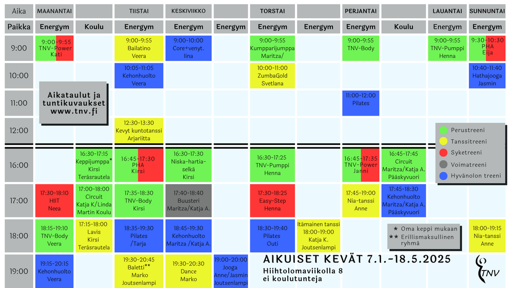 Tulostettava aikataulu kevät 2025