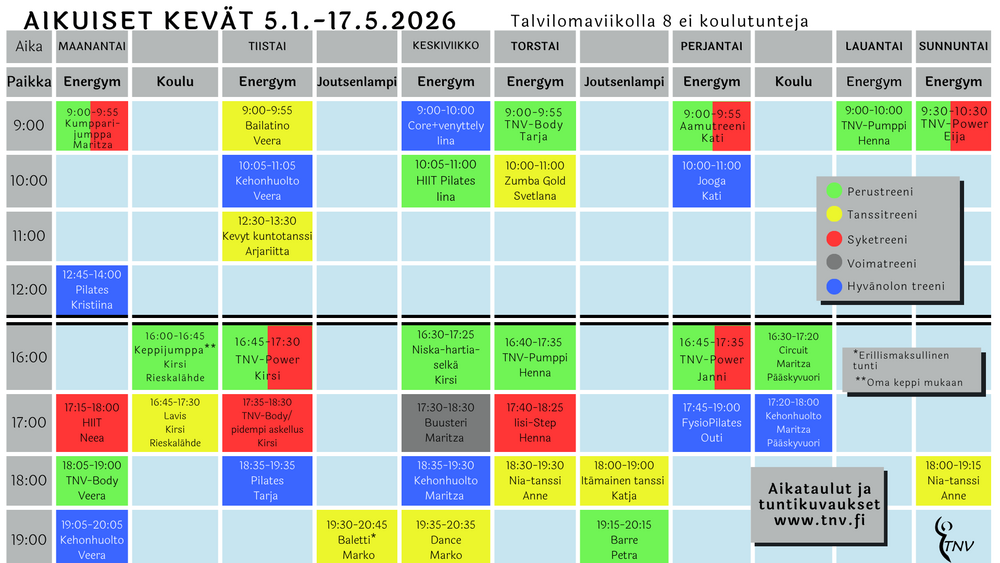 Tulostettava aikataulu kevät 2026
