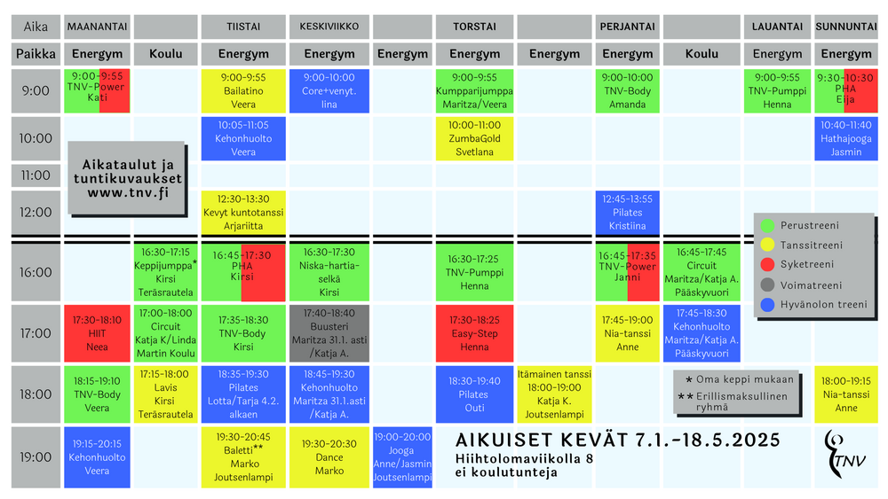 Tulostettava aikataulu kevät 2025