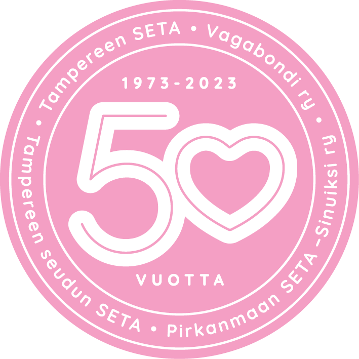 Sinuiksi ry:n juhlavuoden logon on suunnittelut Tuomon paja. Myös yhdistyksen kaksi vuotta sitten luotu logo on Tuoman pajan toteuttama. Juhlavuoden logo on vaalenpunainen. Keskellä on luku 50, jossa numero 0 muodostaa sydämen muodon. Pyören logon reunaa kiertävät yhdistyksen käyttämät nimet ensimmäisestä nykyiseen. Ensimmäinen nimi oli Vagabondi ry. Sitten ovat olleet käytössä Tampereen SETA, Tampereen seudun SETA, Pirkanmaan SETAja nykysisin siis Sinuiksi ry. Säännöissä nimi on muodossa: Pirkanmaan SETa -Sinuiksi ry. Arjen käyttönimenä pelkkä Sinuiksi ry.