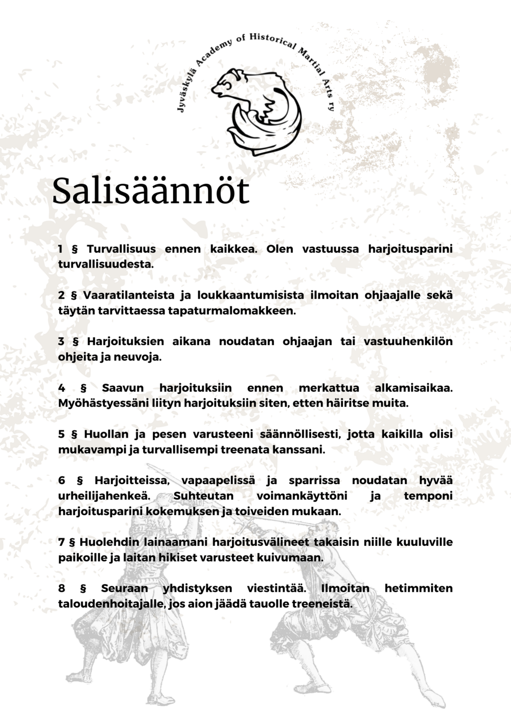 Ahman Miekkailun Sälisäännöt