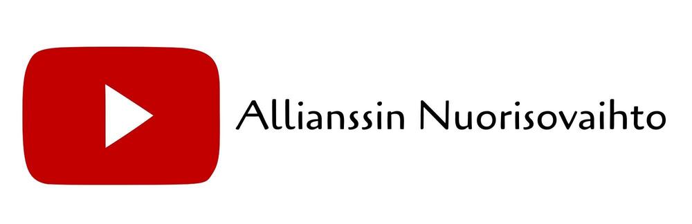 YouTube logo and user name Allianssin Nuorisovaihto