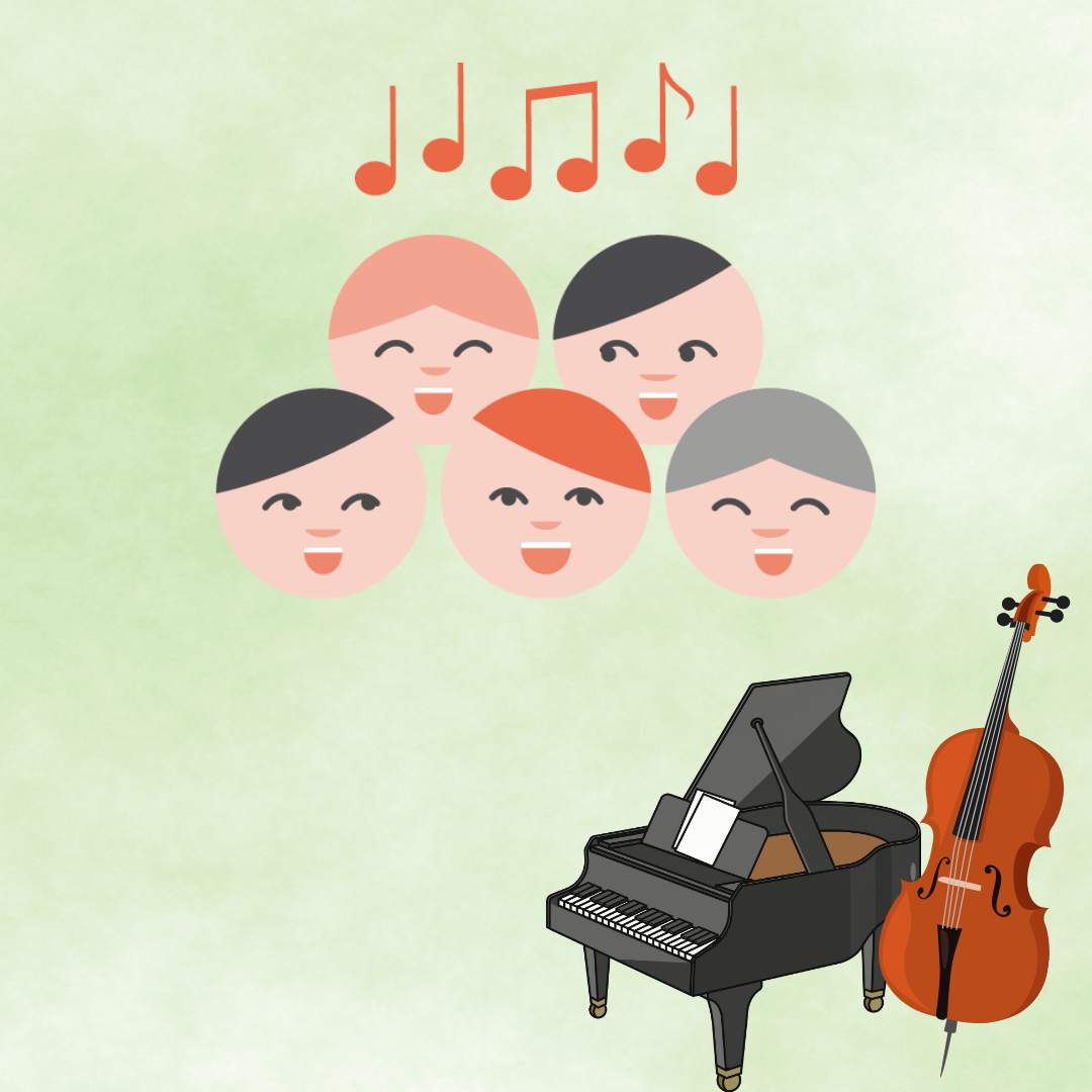Kuoro, piano ja kontrabasso