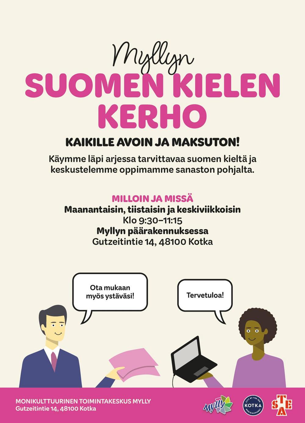 Suomen kielen kerhon mainos.