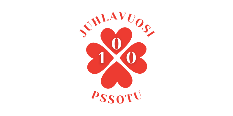 Pohjois-Savon Sosiaaliturvayhdistyksen satavuotisjuhlalogo jossa lukee Juhlavuosi sata PSSotu