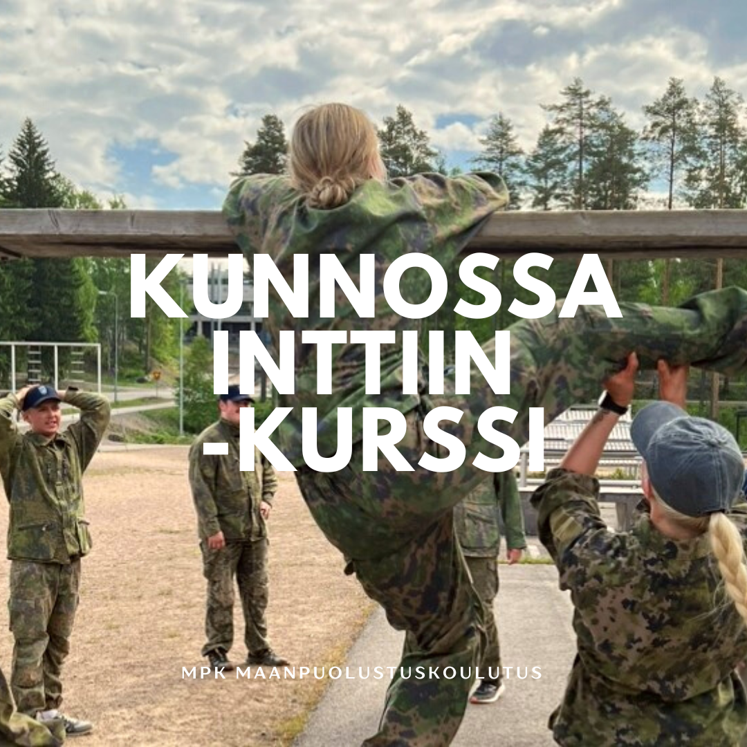 Teksti: Kunnossa inttiin -kurssi ja kuva varushenkilöistä