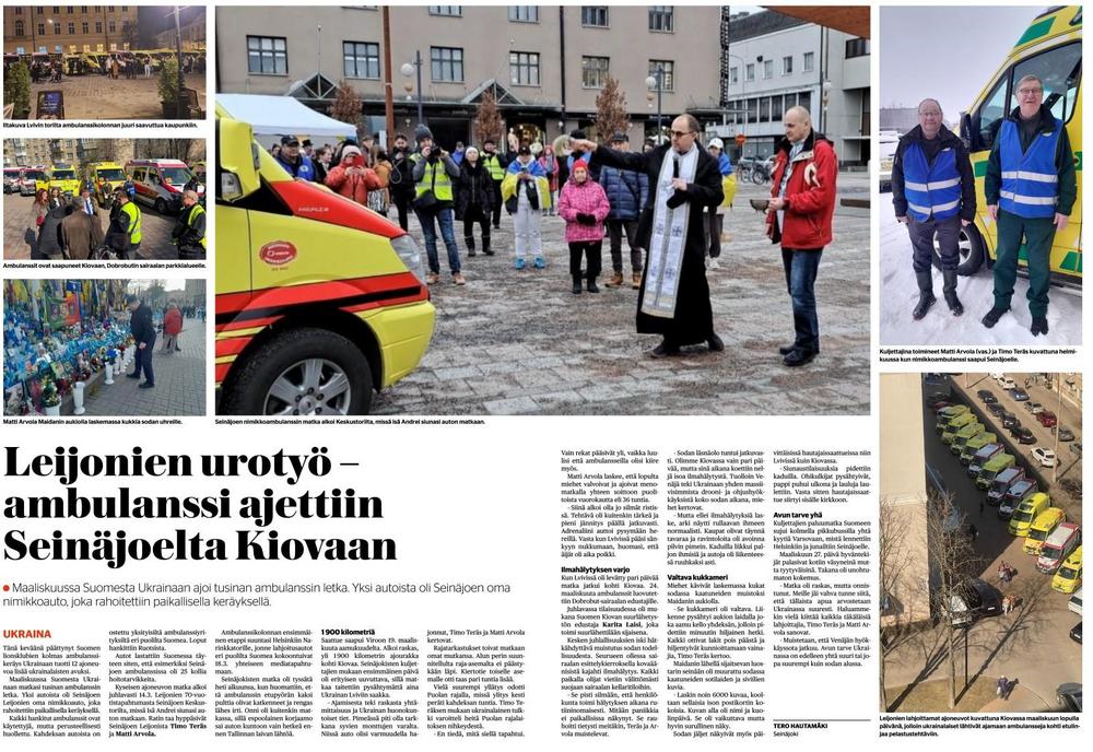 Ambulanssi ajettiin Ukrainaan