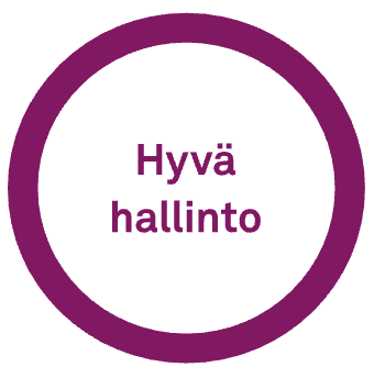 Ympyrä, jonka sisällä lukee Hyvä hallinto