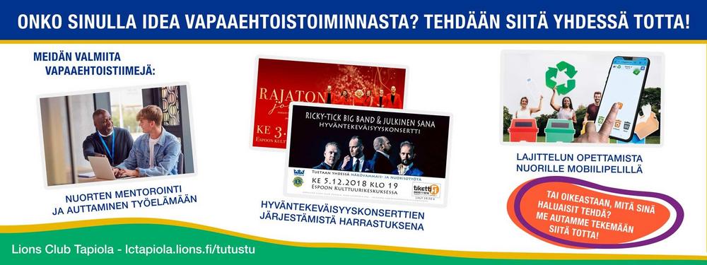 Tutustu mitä kaikkea voisit tehdä hyvää voisitkaan tehdä kanssamme klikkaamalla kuvaa.