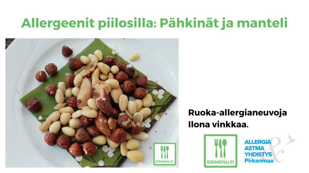 Kuvituskuvana pähkinöitä ja mantelia ja tekstinä videon nimi.