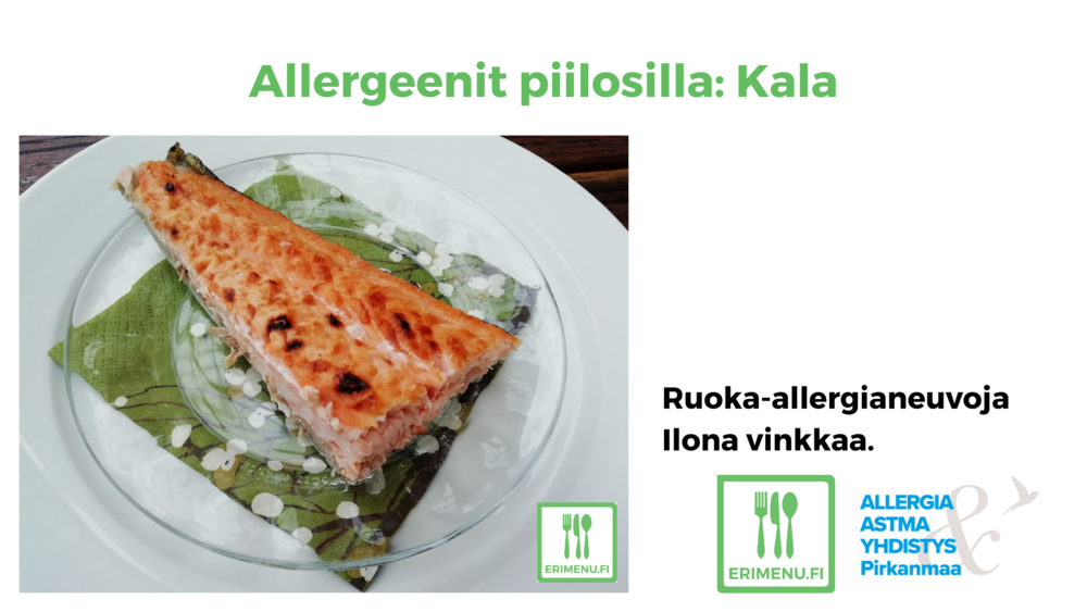 Kuvituskuvana paistettu lohipala ja tekstinä videon nimi.