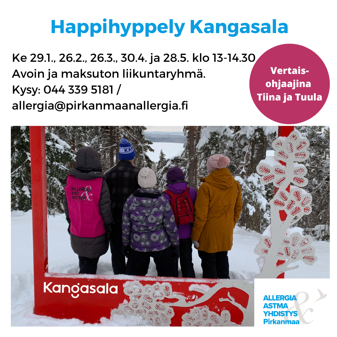 Kuvituskuvana viisi ihmistä seisomassa talvisessa harjumaisemassa katsellen horisonttiin. Tekstinä tilaisuuden aika ja paikka. 