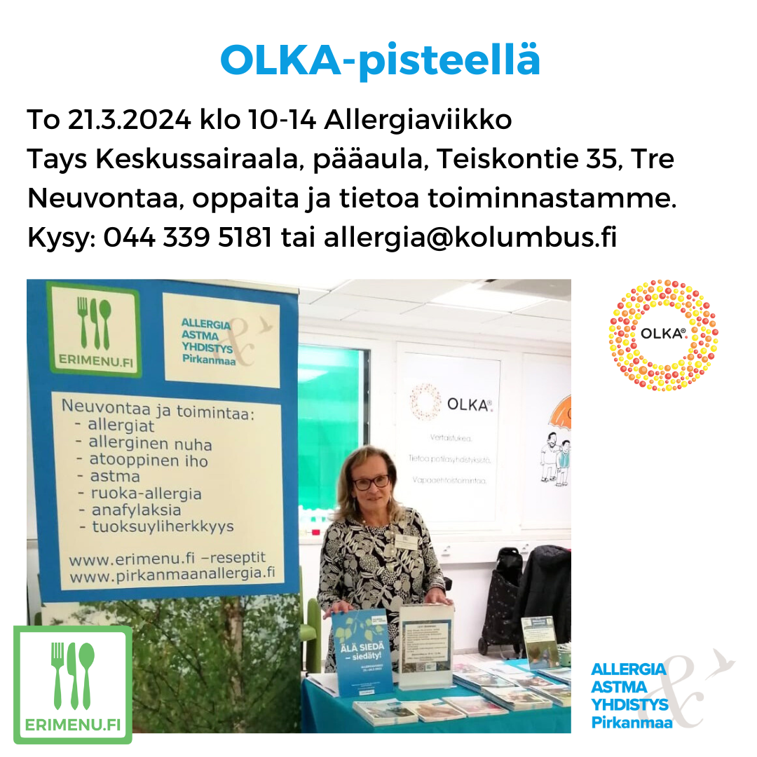 Kuvituskuvana neuvojamme esitteineen ständillä ja tekstinä tilaisuuden aika ja paikka.