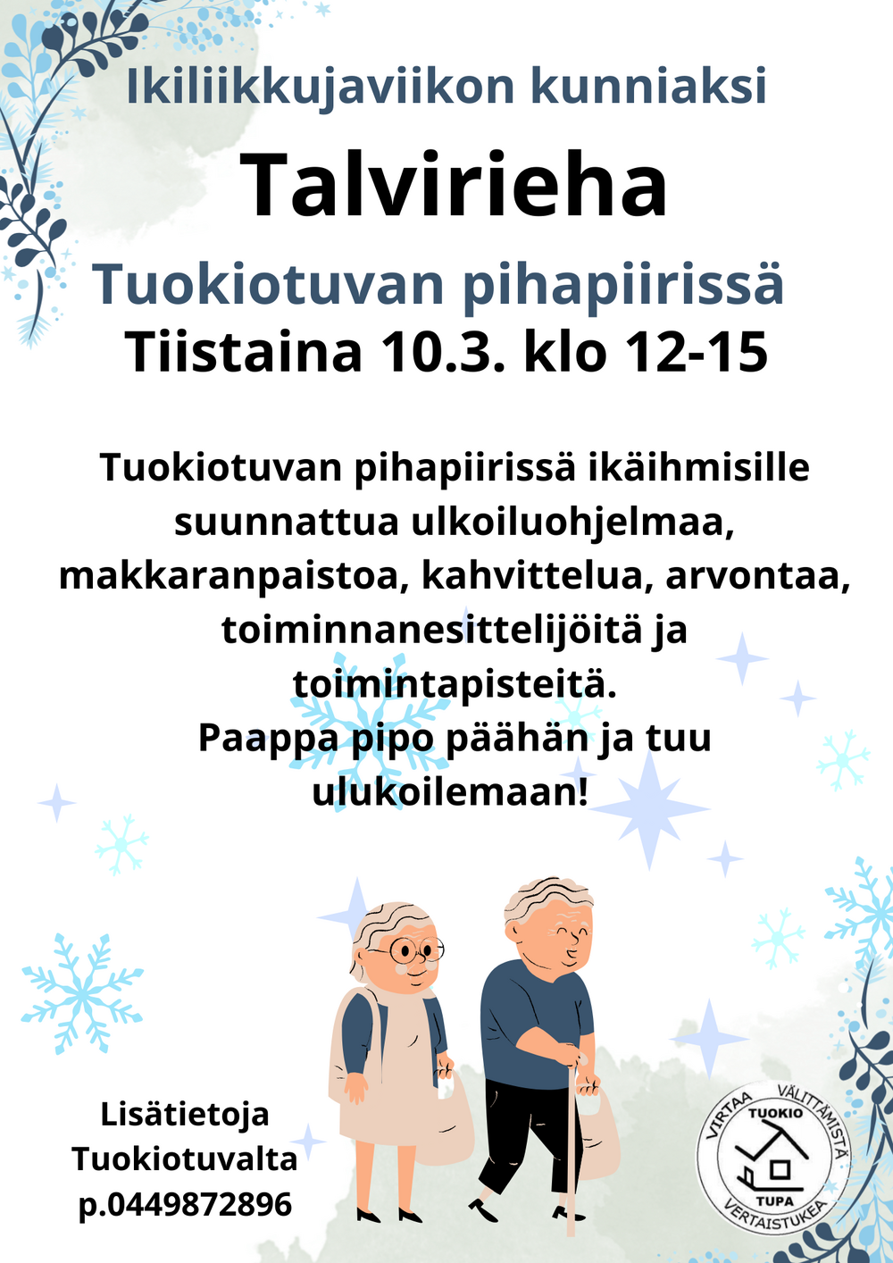 Kuvassa näkyy kuinka kolme ihmistä pelaa bingoa. Kesäinen kuva Tuokiotuvalta. 