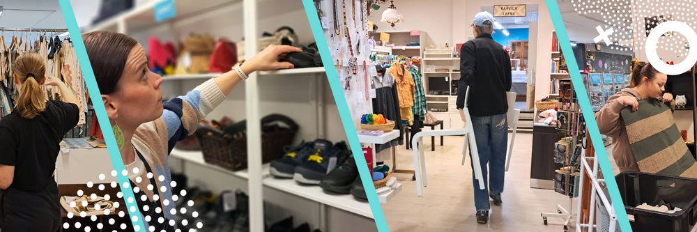 Kuvituskuva. Henkilöistä toimimassa erilaisissa työtehtävissä.