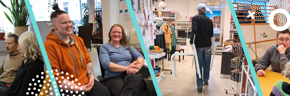 Kuvituskuva. Henkilöitä toimimassa erilaisissa työtehtävissä ja ryhmissä.