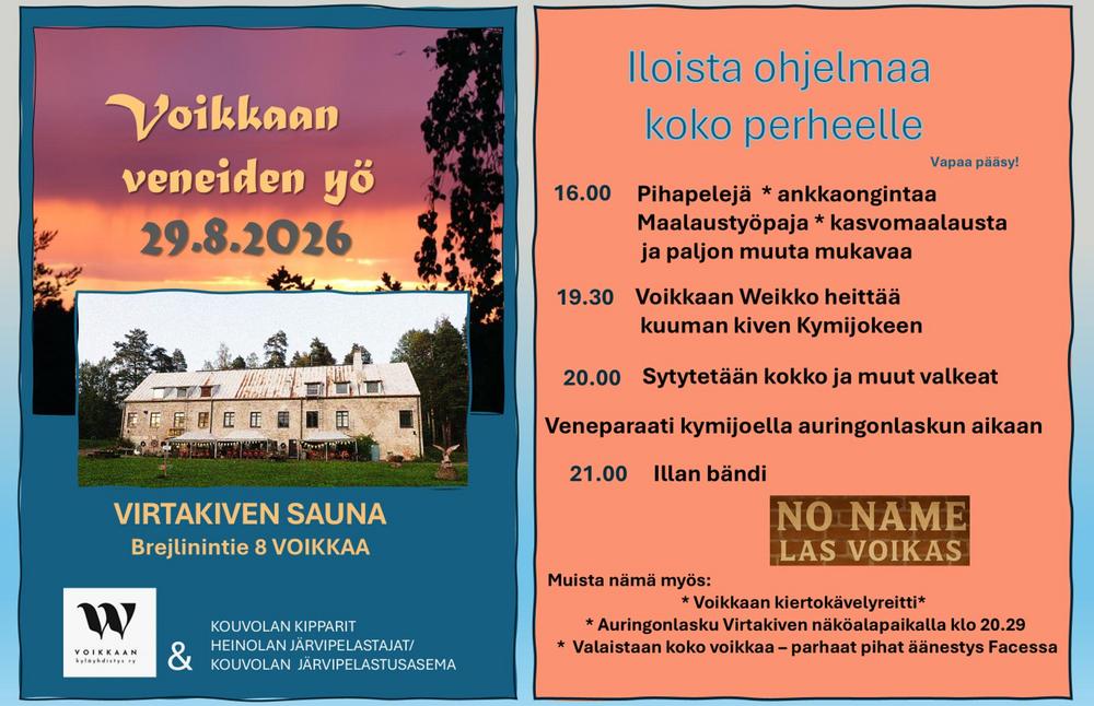 Koko perheelle ohjelmaa. klo 16 pihapelejä, kasvomaalausta ja maalaustyöpaja